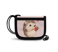 COEQINE Cartera de juego para niños con tarjetas de crédito para niñas, cartera rosa para niñas pequeñas, bonita cartera de animales con cordón deportivo, erizo
