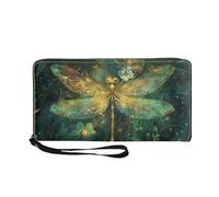 COEQINE Cartera de piel sintética suave para hombre, delgada, impermeable, con asas, para viajes, Libélula aguamarina, Casual