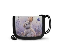 COEQINE Cartera pequeña de animales para niñas de 6 a 8 años con cordón para colgar alrededor del cuello, cumpleaños, vuelta a la escuela, Conejo, mariposa morada