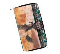 COEQINE Carteras de cuero de moda para mujer, regalo de cumpleaños y día de San Valentín para esposa, Caballo azteca tribal