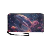 COEQINE Carteras de cuero para mujer, tarjetero de visita para mujer, bolsa de mano para teléfono celular, cumpleaños, Delfín rosa, Casual