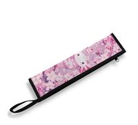 COEQINE Cherry Blossom Acolotl - Funda para cubiertos de viaje, diseño de animales, color rosa, bolsa para palillos, cuchara y cuchillo de viaje, con funda y asas