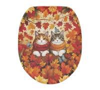 COEQINE Cubierta para tapa de inodoro de gato para decoración de otoño, ligera, redonda, ajuste universal para baño estándar, rectangular, alargada, decoración estética de baño, ligera