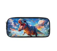 COEQINE Estuche para lápices de lobo para niños de 9 a 12 años, diseño de animales, estuche para bolígrafos para escritorio, organizador duradero, Dinosaurio de dibujos animados., Bolsa de viaje