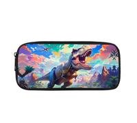 COEQINE Estuche para lápices de lobo para niños de 9 a 12 años, diseño de animales, estuche para bolígrafos para escritorio, organizador duradero, Lindo dinosaurio acuarela, Bolso de mensajero