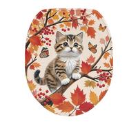 COEQINE Funda de asiento de inodoro con diseño de hoja de gato, accesorios de baño, fundas de tapa de tanque de inodoro para mujer, repuesto de felpa suave, absorbente, ajuste más estándar