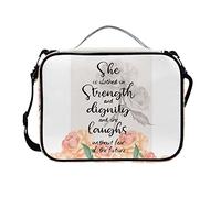 COEQINE Funda de mármol para la Biblia con correa para mujeres y hombres, funda lavable para libros de Biblia, ligera, bolsa de iglesia con bolsillo con cremallera, Rose Flower She is Clothed With