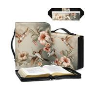 COEQINE Funda de piel rosa para mujer, tamaño XL, funda de transporte de colibrí para libros, bolsa de iglesia, bolsa protectora de la Biblia con ranuras para bolígrafos, 2 piezas, bolsa de iglesia