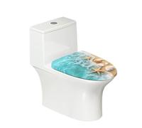 COEQINE Funda para asiento de inodoro con diseño de estrella de mar de playa, tamaño grande, acolchada, cierre suave, lavable a máquina, suave y absorbente, tela para decoración de festivales