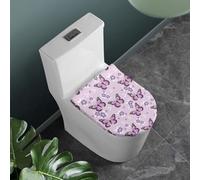 COEQINE Funda para tapa de inodoro, color rosa, mariposas vívidas con borde elástico, antideslizante, para mujer, para el hogar, el baño, cubierta antipolvo