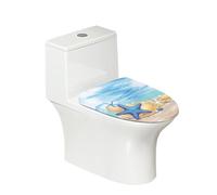 COEQINE Fundas de asiento de inodoro con diseño de estrella de mar de playa para mujer, con soporte inferior elástico, decoración del hogar, accesorios de fiesta