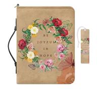 COEQINE He Reads - Funda de la Biblia de la Verdad para hombre, de piel, color marrón, con texto en inglés "Be Joyful in Hope", fundas para la Biblia para mujeres, con asas, impermeables, protectores