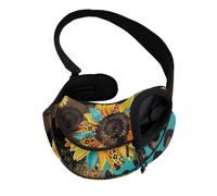 COEQINE Manos libres con estampado de girasol verde leopardo frontal para gatos salvajes botánicos salvajes con clips de bloqueo para gatos pequeños sendero natural