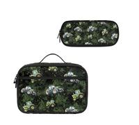 COEQINE Mochila de almuerzo de camión para adolescentes y niños, lonchera térmica con cremallera frontal, portátil, para viajes, trabajo, oficina, estuche con bolígrafo para mantener transparente