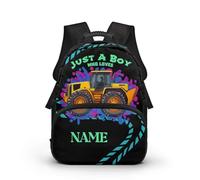 COEQINE Mochila escolar para niños con nombre personalizado, mochila escolar para niños pequeños, preescolar, jardín de infantes, mochilas para niños, Camión agrícola con nombre, 40cm fit 3-6 Year