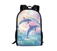 COEQINE Mochila escolar para niños y niñas, con correas ajustables para el hombro, mochila para laptop para niños y adultos, viajes, escuela, biblioteca, escalada al aire libre, Animal marino delfín,