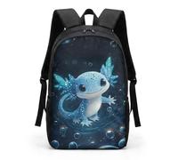 COEQINE Mochila escolar para niños y niñas, con correas ajustables para el hombro, mochila para laptop para niños y adultos, viajes, escuela, biblioteca, escalada al aire libre, Axolotl Dark Blue
