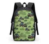 COEQINE Mochila escolar para niños y niñas, con correas ajustables para el hombro, mochila para laptop para niños y adultos, viajes, escuela, biblioteca, escalada al aire libre, Green Trucks, M