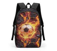 COEQINE Mochila escolar para niños y niñas, con correas ajustables para el hombro, mochila para laptop para niños y adultos, viajes, escuela, biblioteca, escalada al aire libre, Fútbol Negro Naranja