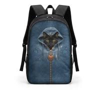 COEQINE Mochila escolar para niños y niñas, con correas ajustables para el hombro, mochila para laptop para niños y adultos, viajes, escuela, biblioteca, escalada al aire libre, Gato negro con capucha