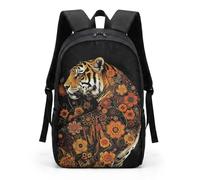 COEQINE Mochila escolar para niños y niñas, con correas ajustables para el hombro, mochila para laptop para niños y adultos, viajes, escuela, biblioteca, escalada al aire libre, Tiger Vintage Floral