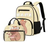 COEQINE Mochila personalizada para niñas con lonchera para jardín de infantes, mochila para escuela con bolsillo lateral, Capybara Beige Boba Tea, M, Diseñador
