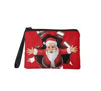 COEQINE Monedero para mujer, cartera con cremallera, bolsa pequeña, mini bolso de mano, organizador de tarjetas, Papá Noel, Talla única