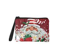 COEQINE Monedero para mujer, cartera con cremallera, bolsa pequeña, mini bolso de mano, organizador de tarjetas, Papá Noel, Talla única