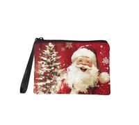 COEQINE Monedero pequeño para mujer, mini tarjetero, organizador de moda, casual, bolso de mano de viaje, Divertido árbol de Navidad, Papá Noel, rojo, Bolsa para monedas