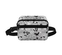 COEQINE Riñonera de dibujos animados, color rosa, impermeable, ajustable, para correr, senderismo, ciclismo, Lindo perro gris Oattern, Mochila infantil
