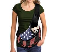 COEQINE Transportador para perros pequeños y medianos, bolsa de viaje con cremallera para mujeres, caminar, ciclismo, decoración de bandera de Estados Unidos, bolso cruzado con cremallera, bolsa de