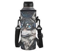 COEQINE Wild Wolf - Bolsa de transporte para botellas de agua con correa para el hombro para niños, caminar, senderismo, duradera, antideslizante, para mujeres, trabajo, oficina