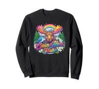 Coeur d'Alene Idaho Rainbow Moose - Recuerdo Retro de los años 80 Sudadera