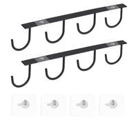 COEWUR 2 Piezas 4 Ganchos para Colgar Tazas en Armario de Cocina, con 4 Tornillos Adhesivos sin Taladrar para Taza de Café Organización