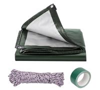 COEWUR Lona Impermeable 2x2 180 g/m² Verde/Plateado PE Lonas Impermeables Exterior con Ojales Cuerda Tape Reparación Resistente Desgarro Lona para Camión Tienda de Campaña Sitio Construcción Piscina