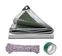 COEWUR Lona Impermeable 2x2 Plateado/Verde 180 g/m² PE Lonas Impermeables Exterior con Ojales Cuerda Tape Reparación Resistente Desgarro Lona para Camión Piscina Tienda de Campaña Sitio Construcción