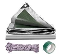 COEWUR Lona Impermeable 2x3 Plateado/Verde 180 g/m² PE Lonas Impermeables Exterior con Ojales Cuerda Tape Reparación Resistente Desgarro Lona para Camión Piscina Tienda de Campaña Sitio Construcción