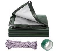 COEWUR Lona Impermeable 3x3 180 g/m² Verde/Plateado PE Lonas Impermeables Exterior con Ojales Cuerda Tape Reparación Resistente Desgarro Lona para Camión Tienda de Campaña Sitio Construcción Piscina