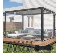 COEWUR Lona Impermeable Exterior 2x2m, 420g/m² Transparente Lona de Protección con Ojales, 10pcs Gancho y 10m Cuerda Elástica Lonas Resistente para Jardín Balcón Patio Cubierta Vegetal