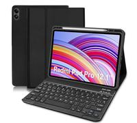 COEZFE Funda Teclado para Redmi Pad Pro 12.1” / Xiaomi Poco Pad 12.1” 2024, Funda con Magnético Desmontable Bluetooth Español Ñ Teclado para Redmi Pad Pro 12.1 Pulgadas, Negro