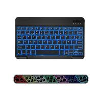 COEZFE Teclado Bluetooth Inalámbrico Retroiluminado, 10” Universal Recargable QWERTY Español Ñ para Tablets, Pequeño Teclado Inalámbrico para iPad/Samsung/Xiaomi/Honor/Huawei Tablet, Retroiluminado