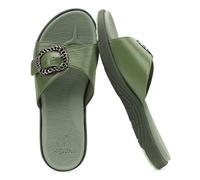 COFACE Ortopedicas Chanclas Mujer Comodas Elegantes Sandalias Pala Señora Verano Playa Piscina Fascitis Plantar Mules Ligera Abierta Piel Cuero Chancletas Antideslizante Goma Suela Verde 39