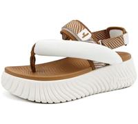 COFACE Ortopedicas Sandalias Trekking Mujer Comodas Caminar Fascitis Plantar Deportivas Sandalias Senderismo Verano Playa Piscina Elegantes Chanclas Antideslizantes Chancletas Montaña Blanco Caqui 36