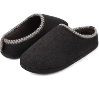 COFACE Zapatillas acogedoras Scuff para hombres Confortables Zapatillas de memory foam Slip On Suaves Zuecos de dormitorio Zapatos de casa para hombre Interior y exterior Marrón oscuro Talla 44