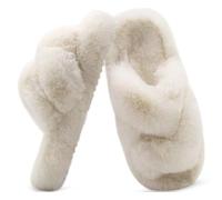 COFACE Zapatillas Casa Mujer Invierno Puntera Abierta Peludas Cómodas con Espuma Viscoelástica y Suela de Goma Antideslizante Tamaño 37