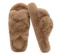 COFACE Zapatillas Casa Mujer Invierno Puntera Abierta Peludas Cómodas con Espuma Viscoelástica y Suela de Goma Antideslizante Tamaño 41