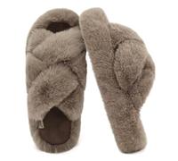 COFACE Zapatillas Casa Mujer Invierno Puntera Abierta Peludas Cómodas con Espuma Viscoelástica y Suela de Goma Antideslizante Tamaño 35