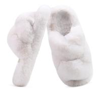 COFACE Zapatillas Casa Mujer Invierno Puntera Abierta Peludas Cómodas con Espuma Viscoelástica y Suela de Goma Antideslizante Tamaño 40