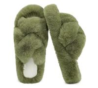 COFACE Zapatillas Casa Mujer Invierno Puntera Abierta Peludas Cómodas con Espuma Viscoelástica y Suela de Goma Antideslizante Tamaño 40