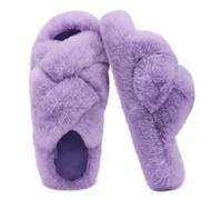 COFACE Zapatillas Casa Mujer Invierno Puntera Abierta Peludas Cómodas con Espuma Viscoelástica y Suela de Goma Antideslizante Tamaño 36